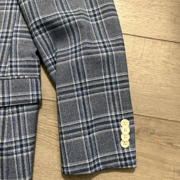 Tommy Hilfilger THFlex Suit Jacket & Pants Mens 34x30 Blue Plaid Modern 40S - Picture 3 of 16